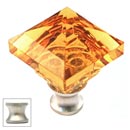 Cal Crystal [M995-AMBER-US15] Crystal Cabinet Knob - Amber - Pyramid - Satin Nickel Stem - 1 1/4" Sq.