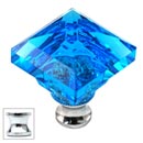 Cal Crystal [M995-AQUA-US26] Crystal Cabinet Knob - Aqua - Pyramid - Polished Chrome Stem - 1 1/4" Sq.