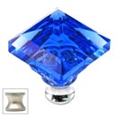 Cal Crystal [M995-BLUE-US15] Crystal Cabinet Knob - Blue - Pyramid - Satin Nickel Stem - 1 1/4" Sq.