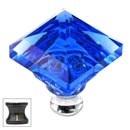 Cal Crystal [M995-BLUE-US5] Crystal Cabinet Knob - Blue - Pyramid - Antique Brass Stem - 1 1/4" Sq.