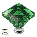 Cal Crystal [M995-GREEN-US14] Crystal Cabinet Knob - Green - Pyramid - Polished Nickel Stem - 1 1/4" Sq.