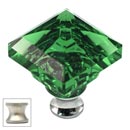 Cal Crystal [M995-GREEN-US15] Crystal Cabinet Knob - Green - Pyramid - Satin Nickel Stem - 1 1/4" Sq.