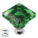 Cal Crystal [M995-GREEN-US26] Crystal Cabinet Knob - Green - Pyramid - Polished Chrome Stem - 1 1/4" Sq.