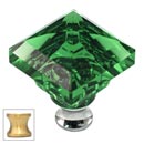 Cal Crystal [M995-GREEN-US4] Crystal Cabinet Knob - Green - Pyramid - Satin Brass Stem - 1 1/4" Sq.