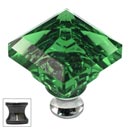 Cal Crystal [M995-GREEN-US5] Crystal Cabinet Knob - Green - Pyramid - Antique Brass Stem - 1 1/4" Sq.