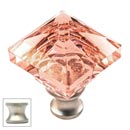 Cal Crystal [M995-PINK-US15] Crystal Cabinet Knob - Pink - Pyramid - Satin Nickel Stem - 1 1/4" Sq.