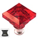 Cal Crystal [M995-RED-US5] Crystal Cabinet Knob - Red - Pyramid - Antique Brass Stem - 1 1/4" Sq.