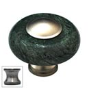 Cal Crystal [JDG-1-US15A] Marble Cabinet Knob - Green - Round w/ Ferrule - Pewter - 1 1/2" Dia.
