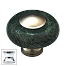Cal Crystal [JDG-1-US26] Marble Cabinet Knob - Green - Round w/ Ferrule - Polished Chrome - 1 1/2" Dia.
