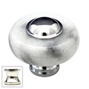 Cal Crystal [JDW-1-US14] Marble Cabinet Knob - White - Round w/ Ferrule - Polished Nickel - 1 1/2&quot; Dia.
