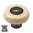 Cal Crystal [JDY-1-US15A] Marble Cabinet Knob - Natural (Beige) - Round w/ Ferrule - Pewter Nickel - 1 1/2" Dia.