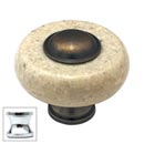 Cal Crystal [JDY-1-US26] Marble Cabinet Knob - Natural (Beige) - Round w/ Ferrule - Polished Chrome - 1 1/2" Dia.