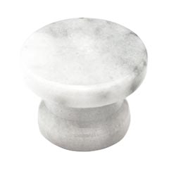Cal Crystal [RPW-4] Marble Cabinet Knob - White - Small - Flat Round - Pedestal Base - 1 3/8&quot; Dia.