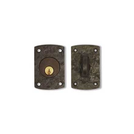 Coastal Bronze [30-270] Solid Bronze Patio Door Deadbolt - Arch Plate - Single Cylinder - 2&quot; x 3&quot; Plate