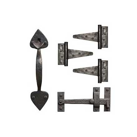 Coastal Bronze Solid Bronze Light Duty Gate T-Hinge &amp; Thumb Latch Kit - Spear End - 3 Hinge
