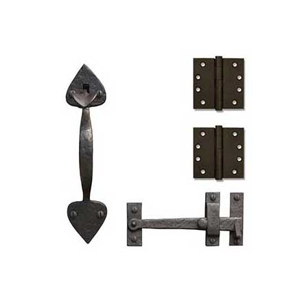 Coastal Bronze Solid Bronze Light Duty Gate Butt Hinge &amp; Thumb Latch Kit - Spear End - 2 Hinge