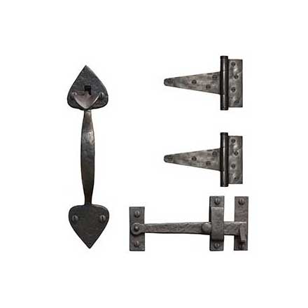 Coastal Bronze Solid Bronze Light Duty Gate T-Hinge &amp; Thumb Latch Kit - Spear End - 2 Hinge
