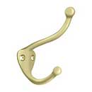 Deltana [CAHH3U3-UNL] Solid Brass Coat &amp; Hat Hook - Traditional - Polished Brass (Unlacquered) Finish - 3 1/4&quot; L