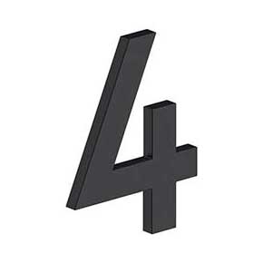 Deltana [RNB-4U19] Stainless Steel House Number - B Series - #4 - Paint Black Finish - 4" L