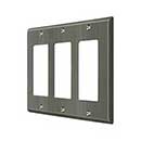 Deltana [SWP4740U15A] Solid Brass Wall Switch Plate Cover - Triple Rocker - Antique Nickel Finish