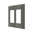 Deltana [SWP4741U15A] Solid Brass Wall Switch Plate Cover - Double Rocker - Antique Nickel Finish