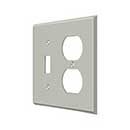 Deltana [SWP4762U15] Solid Brass Wall Plug &amp; Switch Plate Cover - Single Switch / Double Outlet - Brushed Nickel Finish