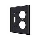 Deltana [SWP4762U19] Solid Brass Wall Plug &amp; Switch Plate Cover - Single Switch / Double Outlet - Paint Black Finish