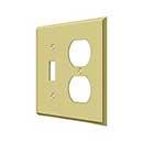 Deltana [SWP4762U3] Solid Brass Wall Plug &amp; Switch Plate Cover - Single Switch / Double Outlet - Polished Brass Finish