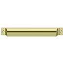 Deltana [SHP70U3-UNL] Solid Brass Cabinet Cup Pull - Shell - Polished Brass (Unlacquered) Finish - 7" C/C - 7 1/2" L
