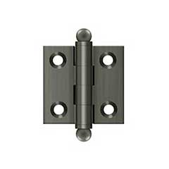 Deltana [CH1515U15A] Solid Brass Cabinet Door Butt Hinge - Ball Tip - Square Corner - Antique Nickel Finish - Pair - 1 1/2&quot; H x 1 1/2&quot; W