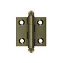 Deltana [CH1515U5] Solid Brass Cabinet Door Butt Hinge - Ball Tip - Square Corner - Antique Brass Finish - Pair - 1 1/2" H x 1 1/2" W