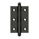 Deltana [CH2517U10B] Solid Brass Cabinet Door Butt Hinge - Ball Tip - Square Corner - Oil Rubbed Bronze Finish - Pair - 2 1/2" H x 1 11/16" W