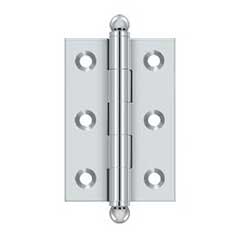 Deltana [CH2517U26] Solid Brass Cabinet Door Butt Hinge - Ball Tip - Square Corner - Polished Chrome Finish - Pair - 2 1/2&quot; H x 1 11/16&quot; W