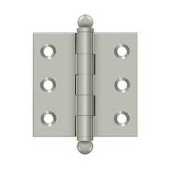 Deltana [CH2020U15] Solid Brass Cabinet Door Butt Hinge - Ball Tip - Square Corner - Brushed Nickel Finish - Pair - 2&quot; H x 2&quot; W
