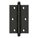 Deltana [CH3020U10B] Solid Brass Cabinet Door Butt Hinge - Ball Tip - Square Corner - Oil Rubbed Bronze Finish - Pair - 3" H x 2" W