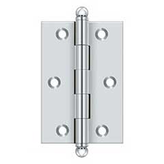 Deltana [CH3020U26] Solid Brass Cabinet Door Butt Hinge - Ball Tip - Square Corner - Polished Chrome Finish - Pair - 3&quot; H x 2&quot; W