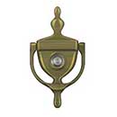 Deltana [DKV630U5] Solid Brass Door Knocker - Traditional w/ Viewer - Antique Brass Finish - 5 7/8" H