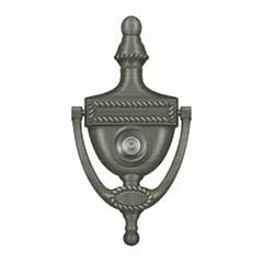Deltana [DKV6RU15A] Solid Brass Door Knocker - Victorian Rope w/ Viewer - Antique Nickel Finish - 6&quot; H