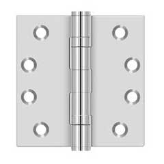 Deltana [SS44BU32] Stainless Steel Door Butt Hinge - Ball Bearing - Button Tip - Square Corner - Polished Finish - Pair - 4&quot; H x 4&quot; W