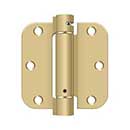 Deltana [DSH35R53/4] Steel Door Spring Hinge - 5/8" Radius Corner - Brushed & Polished Brass Finish - 3 1/2" W x 3 1/2" H