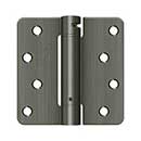 Deltana [DSH4R415A] Steel Door Spring Hinge - 1/4" Radius Corner - Antique Nickel Finish - 4" W x 4" H