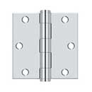 Deltana [S35HD26] Steel Door Butt Hinge - Residential - Heavy Duty - Square Corner - Polished Chrome Finish - Pair - 3 1/2&quot; H x 3 1/2&quot; W