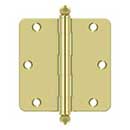 Deltana [S35R43-BT] Steel Door Butt Hinge - Residential - 1/4&quot; Radius Corner - Ball Tip - Polished Brass Finish - Pair - 3 1/2&quot; H x 3 1/2&quot; W