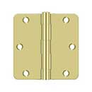 Deltana [S35R43] Steel Door Butt Hinge - Residential - 1/4" Radius Corner - Polished Brass Finish - Pair - 3 1/2" H x 3 1/2" W