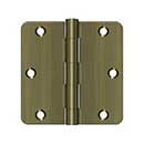 Deltana [S35R45] Steel Door Butt Hinge - Residential - 1/4" Radius Corner - Antique Brass Finish - Pair - 3 1/2" H x 3 1/2" W