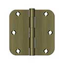 Deltana [S35R5N5] Steel Door Butt Hinge - Residential - 5/8" Radius Corner - Non-Removable Pin - Antique Brass Finish - Pair - 3 1/2" H x 3 1/2" W