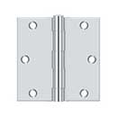 Deltana [S35U26-R] Steel Door Butt Hinge - Residential - Square Corner - Polished Chrome Finish - Pair - 3 1/2" H x 3 1/2" W