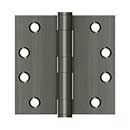 Deltana [S44HD15A] Steel Door Butt Hinge - Heavy Duty - Plain Bearing - Square Corner - Antique Nickel Finish - Pair - 4" H x 4" W