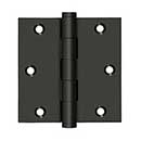 Deltana [DSB3510B] Solid Brass Door Butt Hinge - Button Tip - Square Corner - Oil Rubbed Bronze Finish - Pair - 3 1/2&quot; H x 3 1/2&quot; W