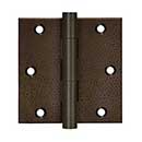 Deltana [DSB3510WD] Solid Brass Door Butt Hinge - Button Tip - Square Corner - Weathered Dark Finish - Pair - 3 1/2&quot; H x 3 1/2&quot; W